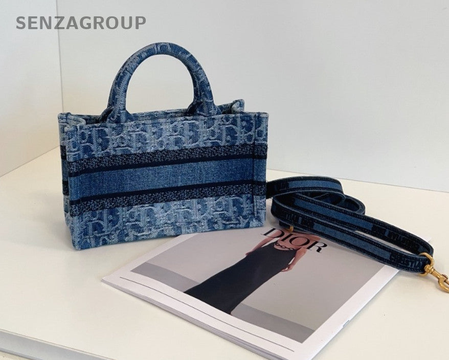 Christian Dior Tote mini Denim Top Handle 2way Shoulder Handbag Blue Women