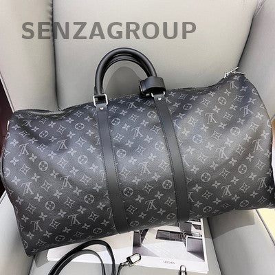 Louis Vuitton Keepall 55 Black Silver Unisex Travel Bag