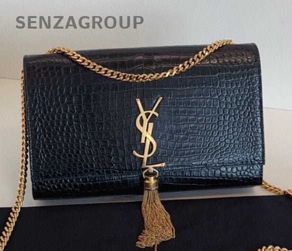 Saint Laurent Kate MM Chain Shoulder Bag Crossbody Black Gold Women Classic
