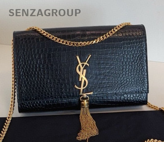 Saint Laurent Kate MM Chain Shoulder Bag Crossbody Black Gold Women Classic