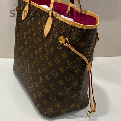 Louis Vuitton Monogram Coated Canvas Tote Bag Medium Brown Gold Classic Women
