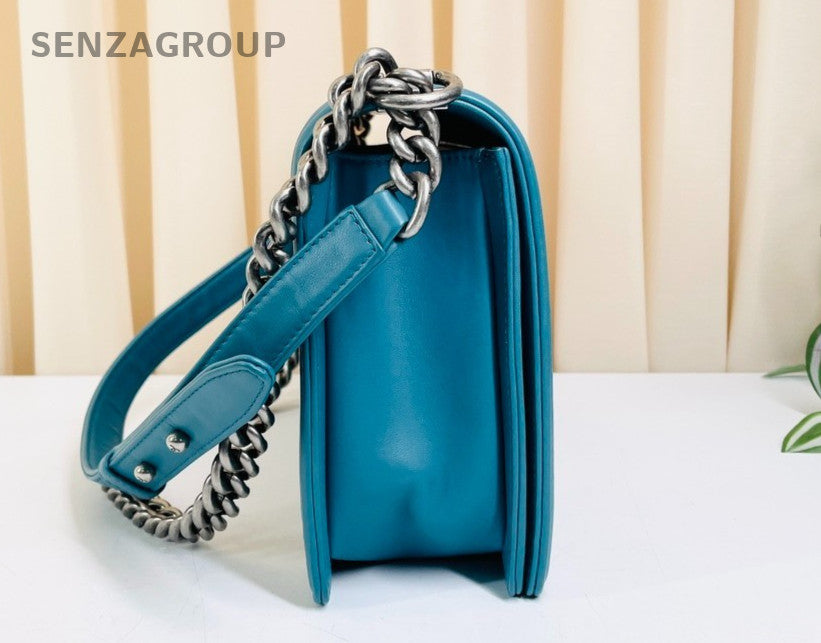 Chanel Leboy MM Calfskin Chain Shoulder bag Peacock blue Women Classic