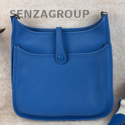 Hermès Evelyne Bag Blue Clemence Leather Silver Hardware - Women's Fashion
