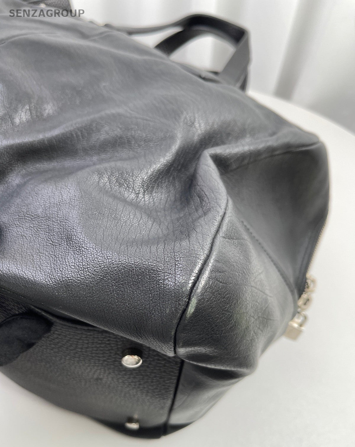 Saint Laurent Duffle 2Way Black Silver Top Handle Bag Shoulder Bag Unisex Adults