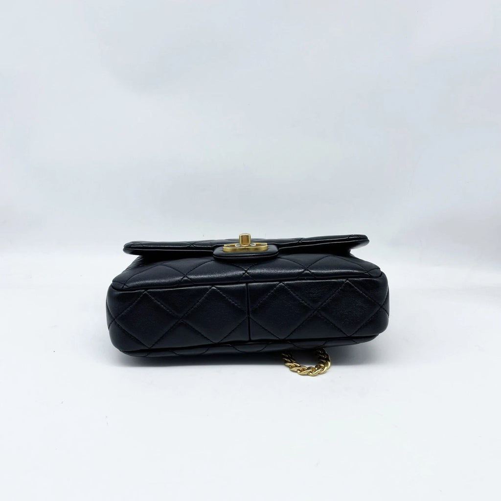 CHANEL Black CF Mini Lambskin Shoulder Crossbody Bag For Women