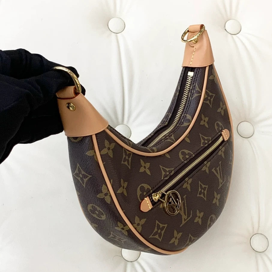 Louis Vuitton Loop Monogram Brown Gold Shoulder Bag Chain Bag Excellent