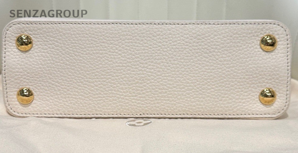 Louis Vuitton Capucines BB Top Handle Bag Crossbody Cream Color Gold Used Women