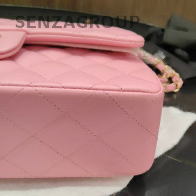 Chanel Classic Flap Small Pink Gold Lambskin Quilted Chain Shoulder Bag