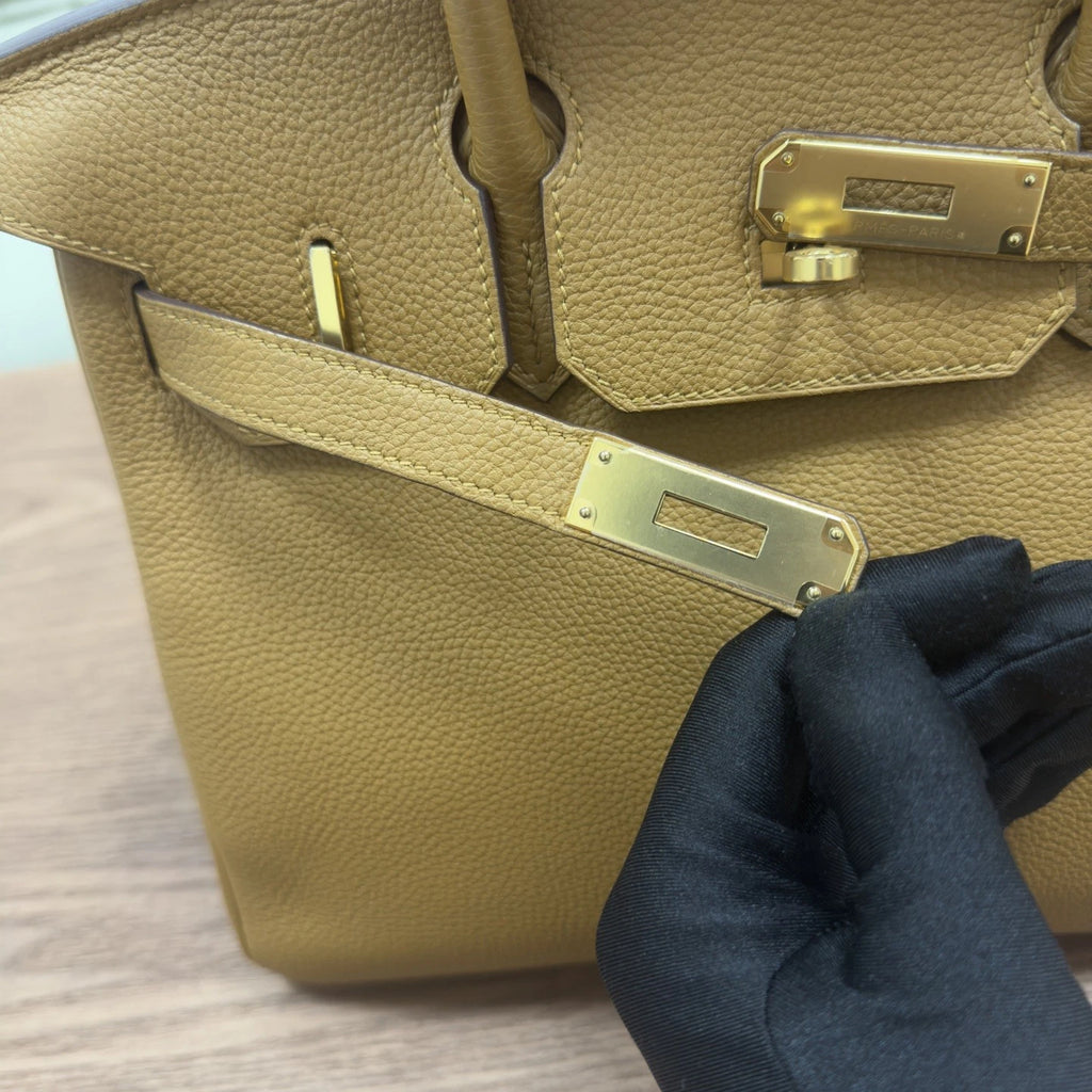 Hermes Birkin 30 Top Handle Brown Gold Women Classic