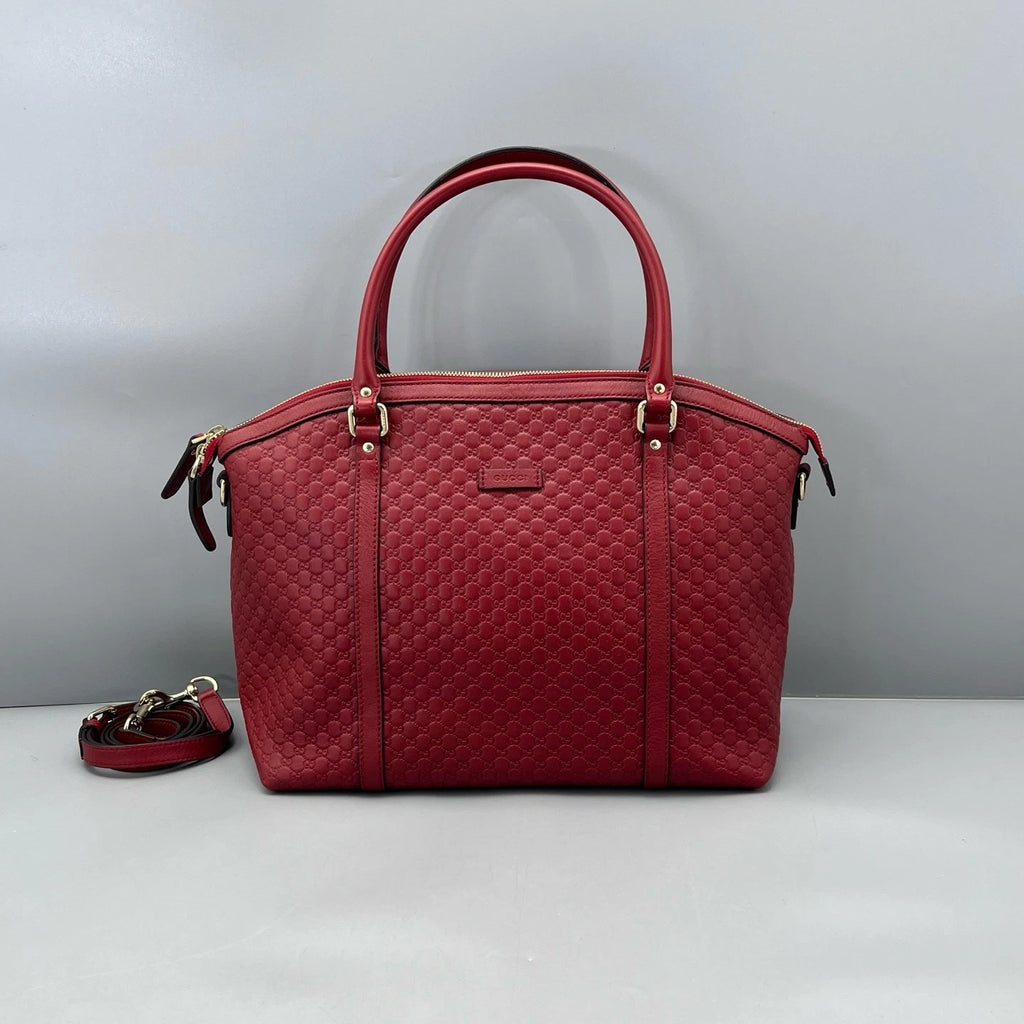 Gucci Red Leather Dumpling Top Handle Bag For Women