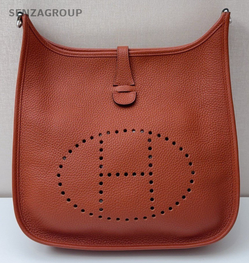 HERMES Evelyne29 Shoulder Bag Crossbody Orange Silver Used Women Classic