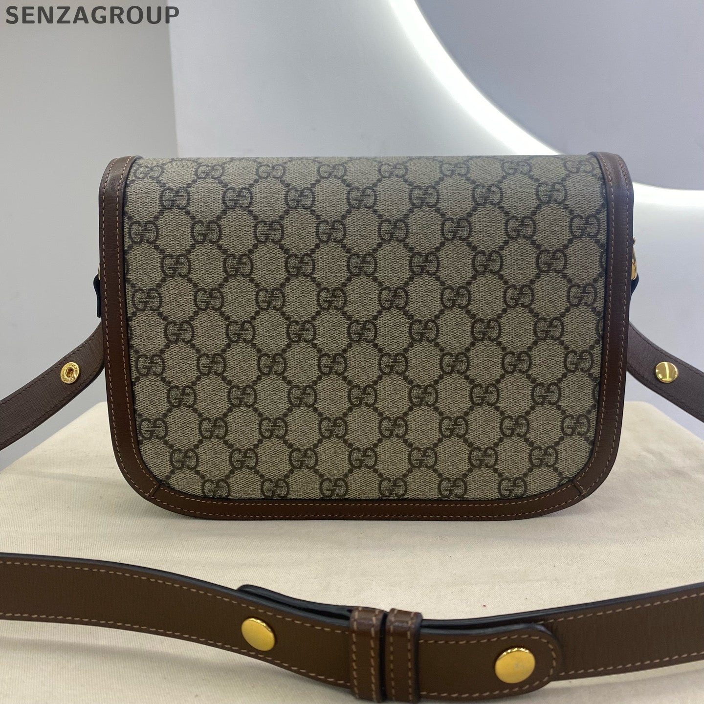 Gucci 1955 GG Supreme Horsebit Shoulder Crossbody Bag Unisex Classic