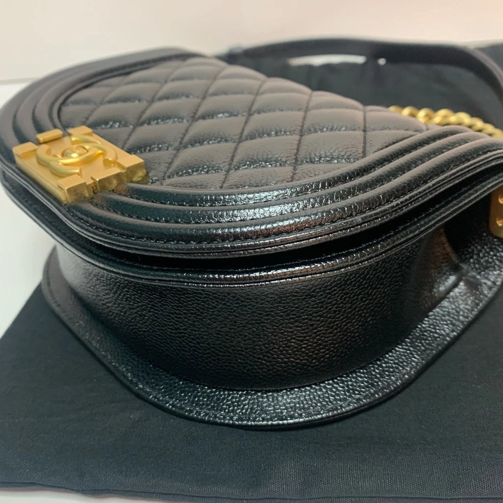 CHANEL Boy Caviar Leather Shoulder Bag For Women