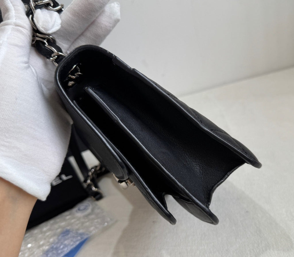 Chanel Cuba Chain 2Way Shoulder Bag Crossbody Black Silver Women Classic