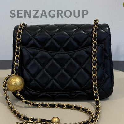 Chanel Classic Flap Quilted Chain Shoulder Bag Black Gold