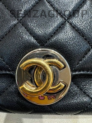 Chanel Black Caviar Leather Camera Bag Chain Strap Classic Women's