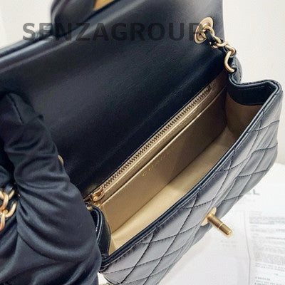 Chanel Classic Flap Black Gold Lambskin Quilted Chain Shoulder Bag