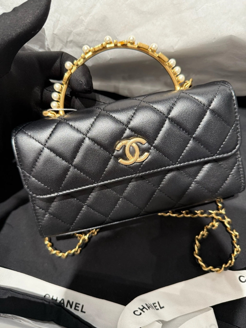 New Full Film CHANEL Pearl Handle Long Kelly Bag For Women
