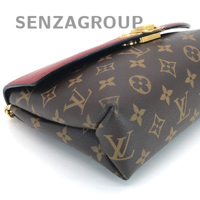Louis Vuitton Pallas Chain Shoulder Crossbody Bag Red Brown Gold Clasp