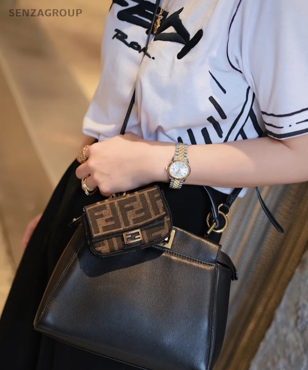 Fendi mini Chain Bag Monogram Shoulder Crossbody Bag Women Black