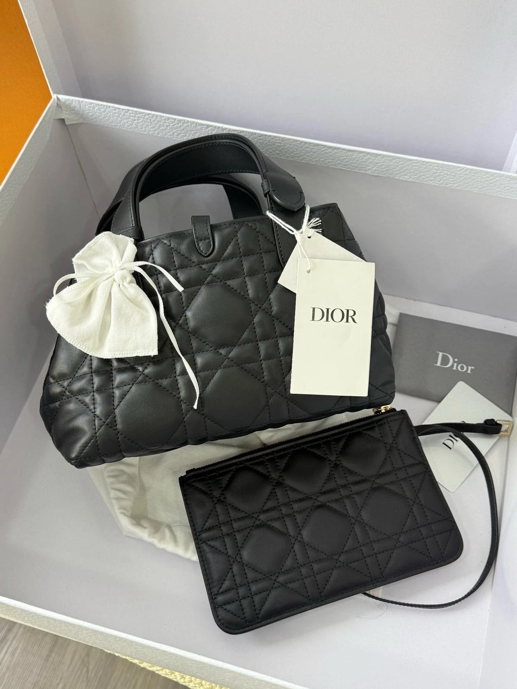 Dior Toujours Small Black Gold Leather Tote Bag For Women