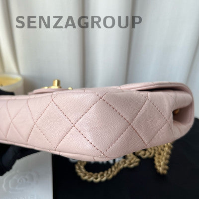Chanel Classic Flap Pink Gold Double Chain Shoulder Bag Quilted Fashion