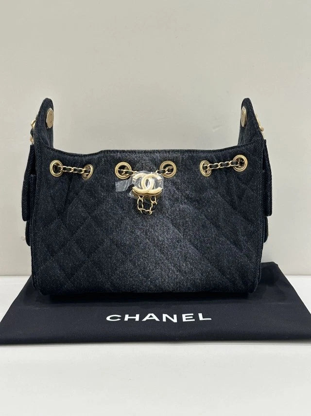 CHANEL 25Bag Mini Dark Denim Tote Shoulder Bag For Women