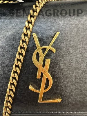 YSL Saint Laurent Sunset Small Black Gold Leather Chain Shoulder Bag