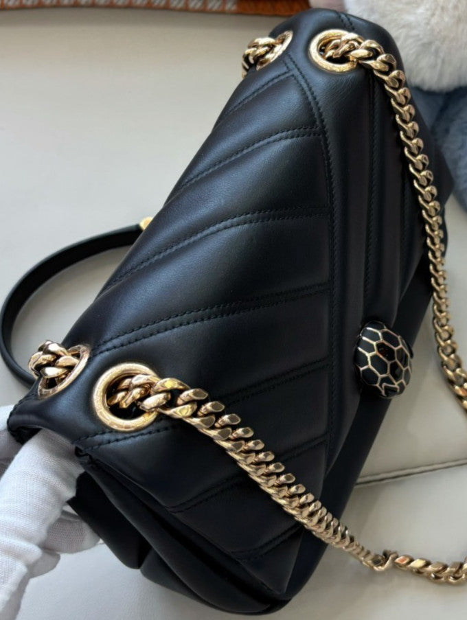 Bvlgari Classic Serpenti Head Chain Shoulder bag  Almost Brand NEW Black Gold