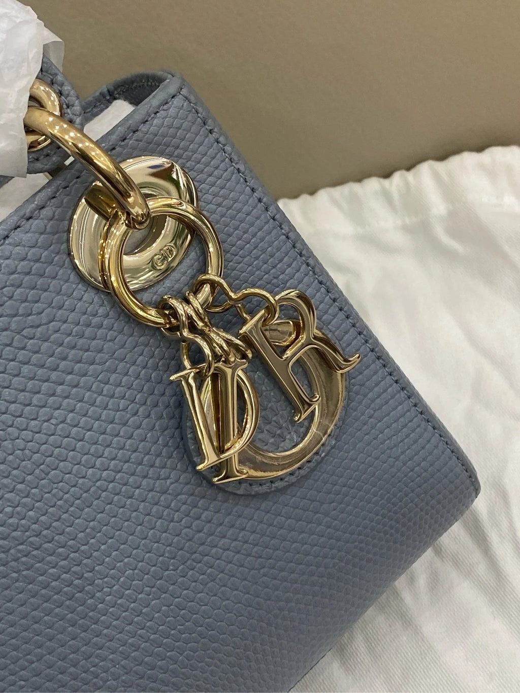 Dior Lady Dior Blue Crossbody Top Handle Excellent