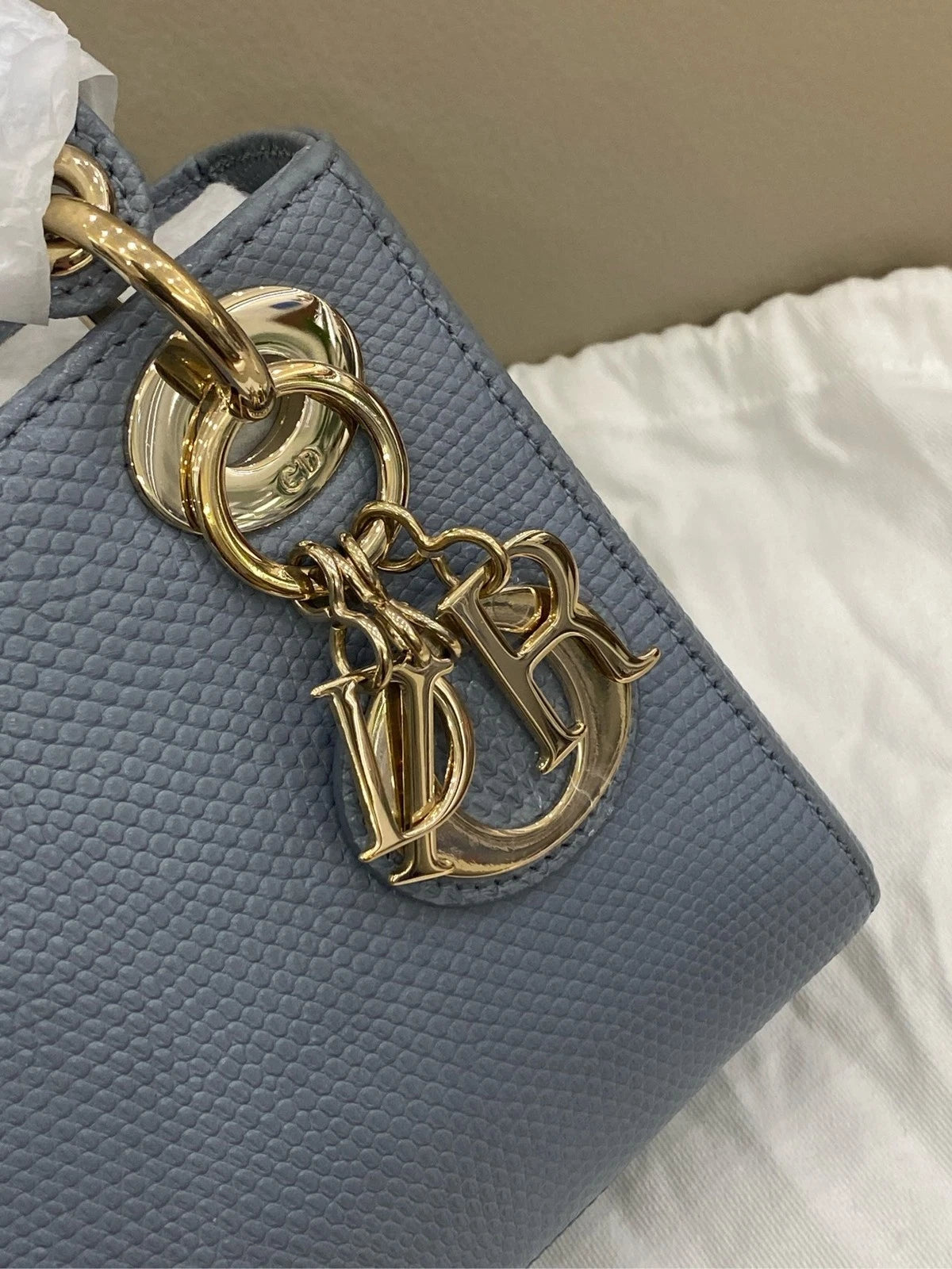 Dior Lady Dior Blue Crossbody Top Handle Excellent