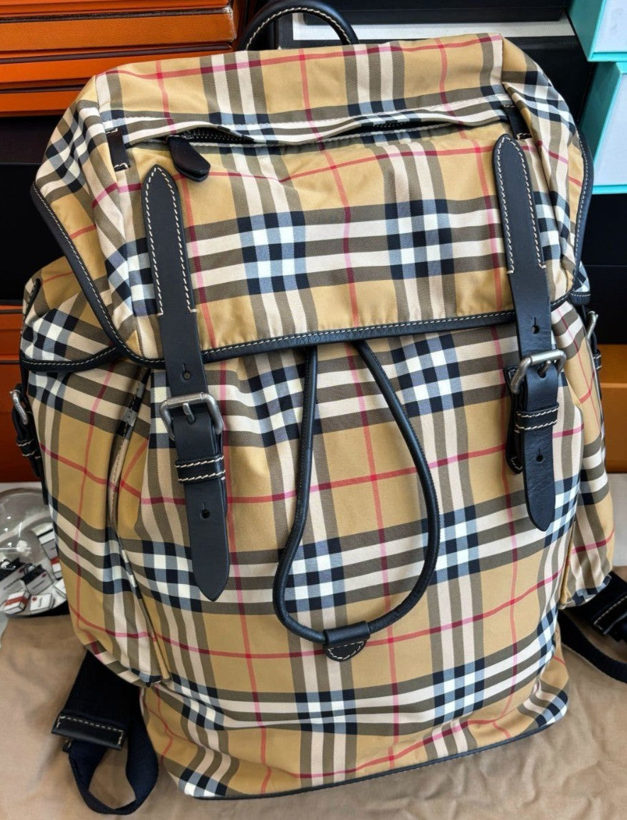 Burberry Classic Check Canvas Backpack Shoulder Bag Multicolor Unisex Adluts