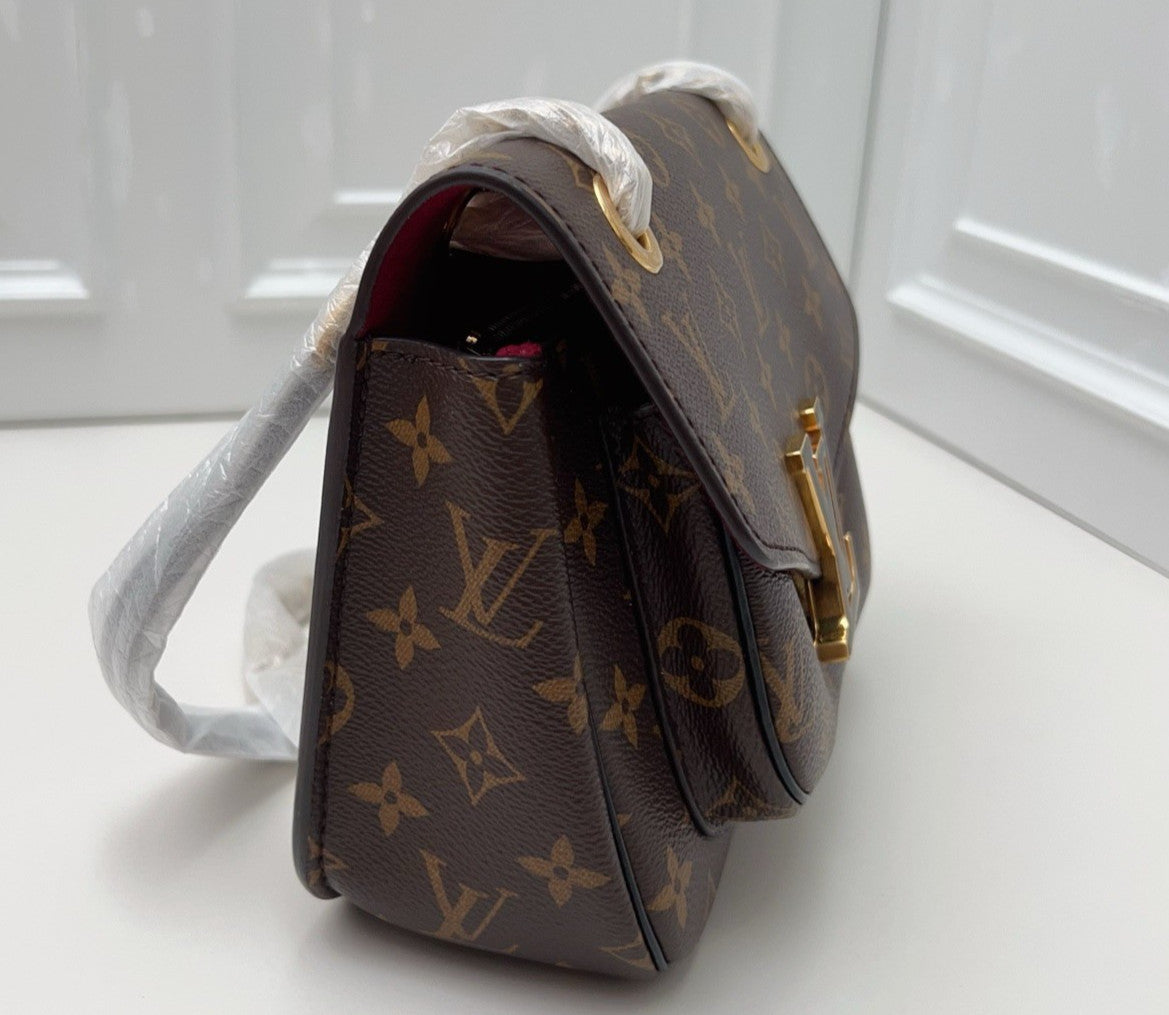 Louis Vuitton Passy Monogram Chain Shoulder Bag Brown Gold Women Classic