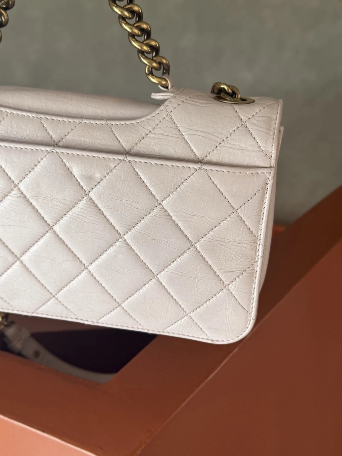 Chanel Bombay MM Chain Top Handle Shoulder Bag Lilac Gold Women Classic