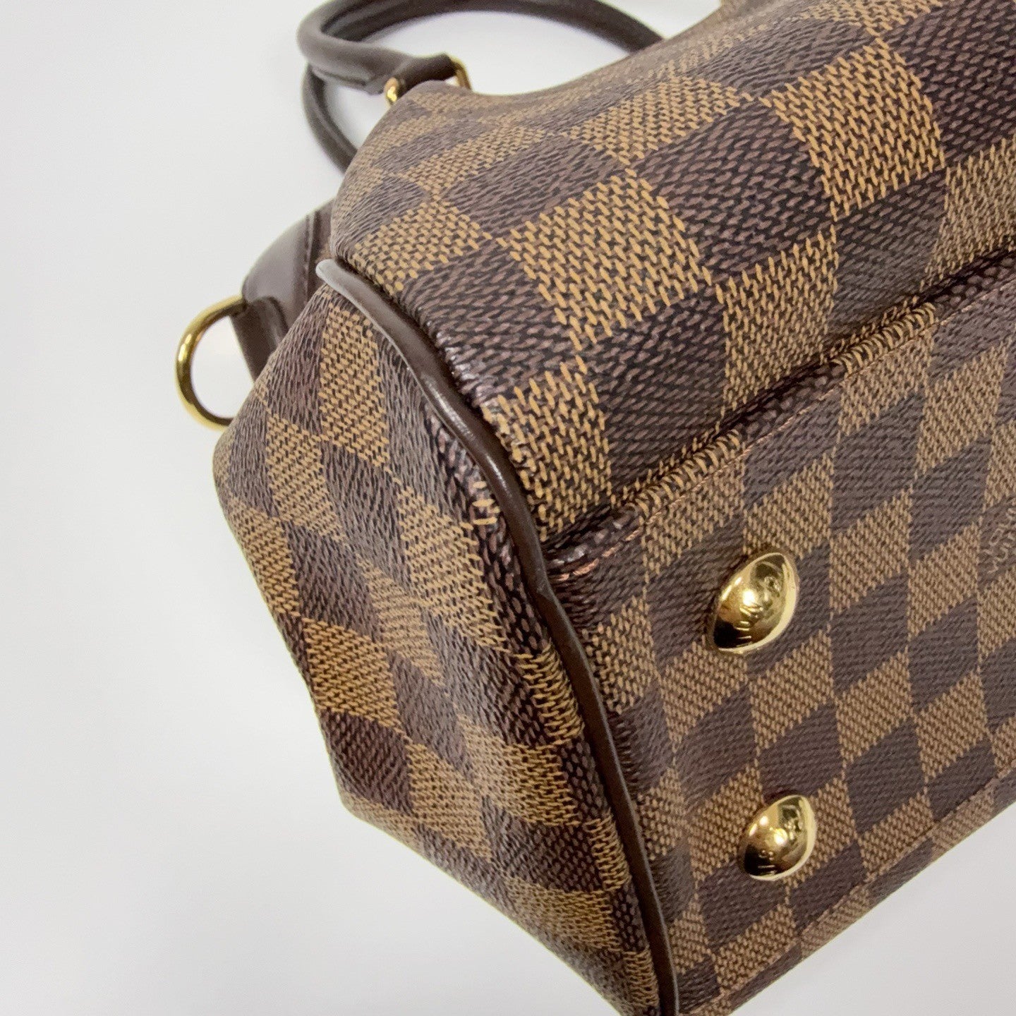 Louis Vuitton Trevi Damier Ebene Top Handle Shoulder Bag Brown Gold Women