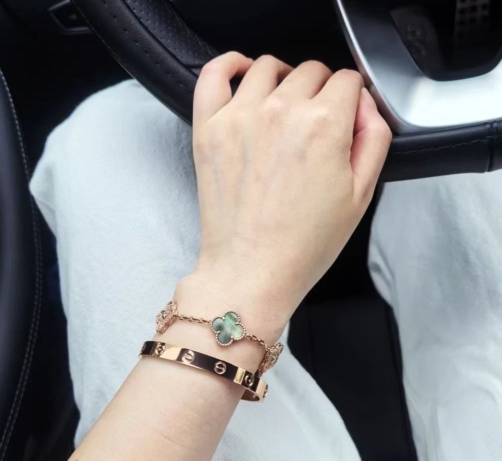 Cartier Love Classic Bracelet 18k Rose Gold 4Diamonds Double Screw Bangle Size18