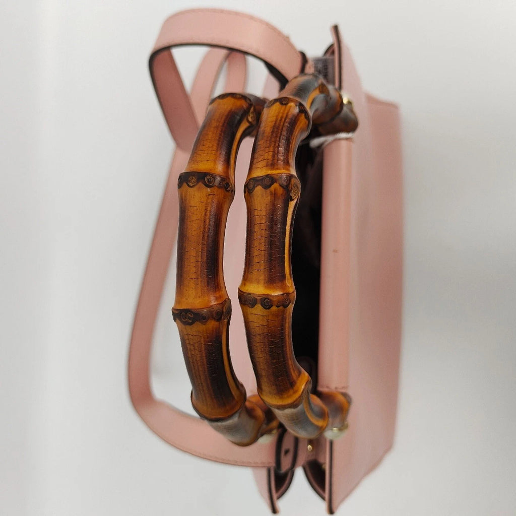 SJ0001 Gucci Nymphaea Pink Smooth Calfskin Bamboo Top Handle Bag XP02052