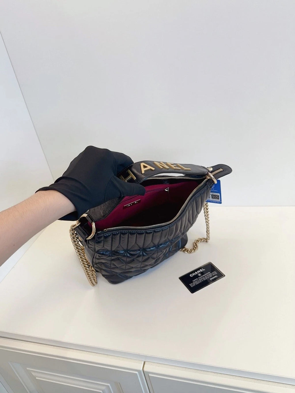 Chanel Oil Wax Leather Shoulder Bag Crossbody Bag Black Women Classic