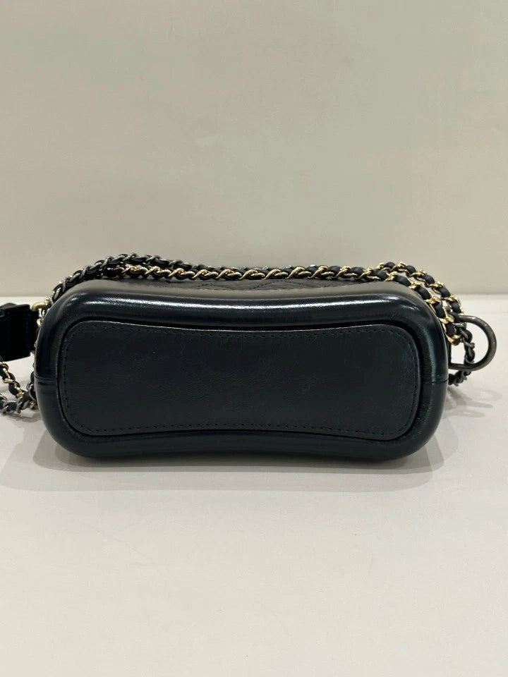 CHANEL Black Leather Small Gabrielle Shoulder Crossbody Bag For Women