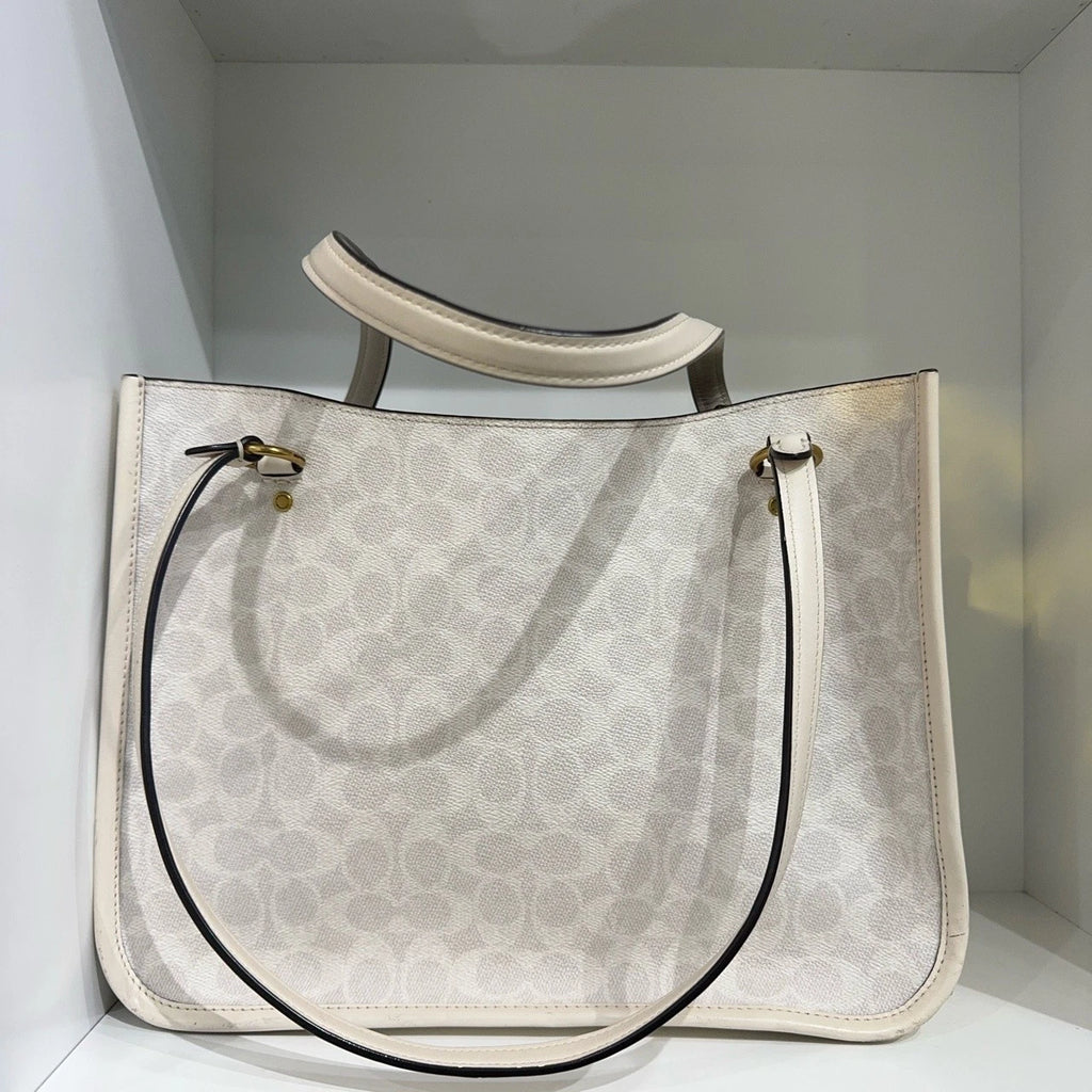 COACH Tyler 35 Women's Signature Canvas Calfskin Handbag Shoulder Bag