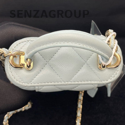 Chanel Quilted Chain Crossbody Phone Bag - White Gold