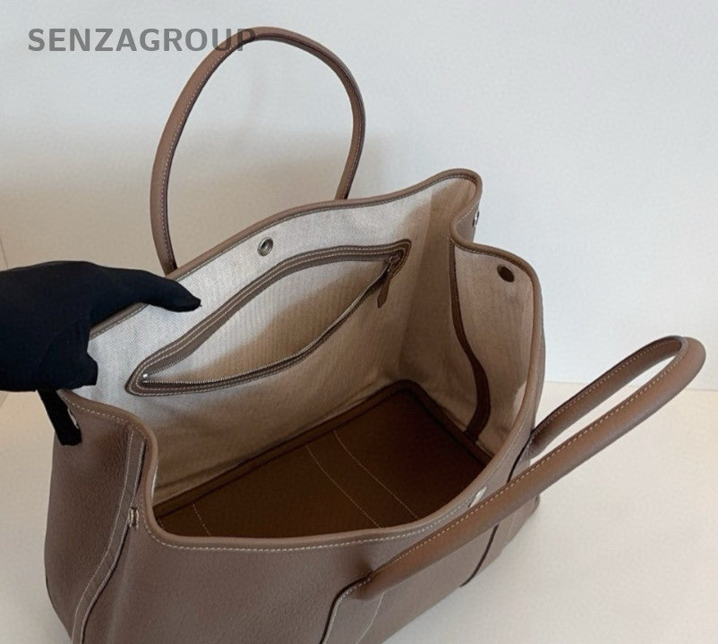Hermes Garden Party36 Top Handle Bag Gray Silver Used Women Classic Fashion