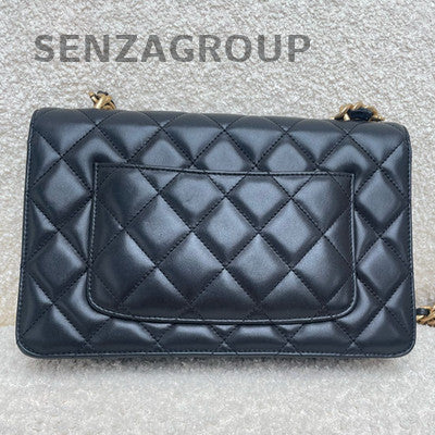 Chanel Classic Flap Quilted Calfskin Black Gold Chain Shoulder Crossbody Bag