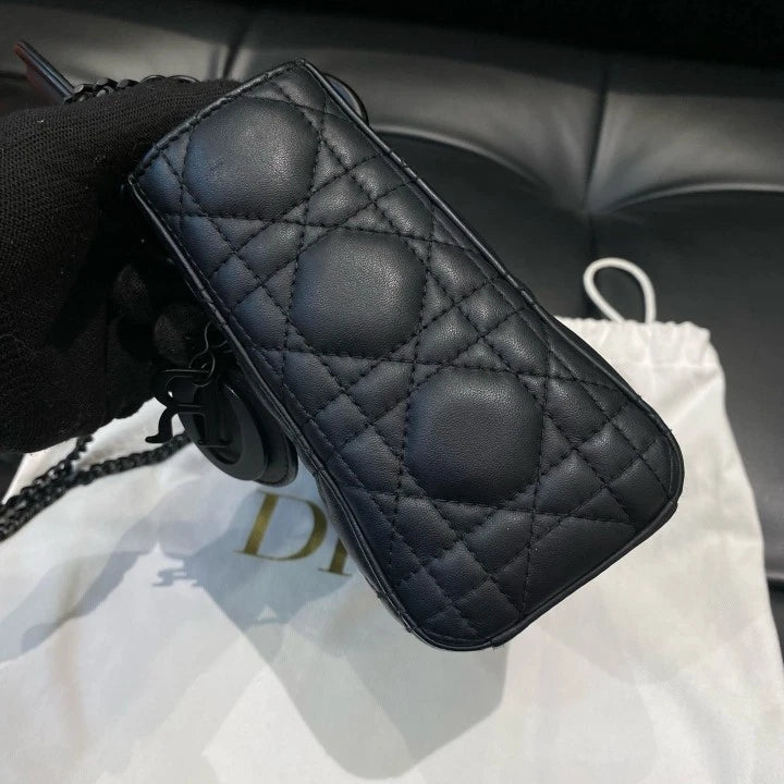 Dior Lady Dior Black Crossbody Top Handle Excellent