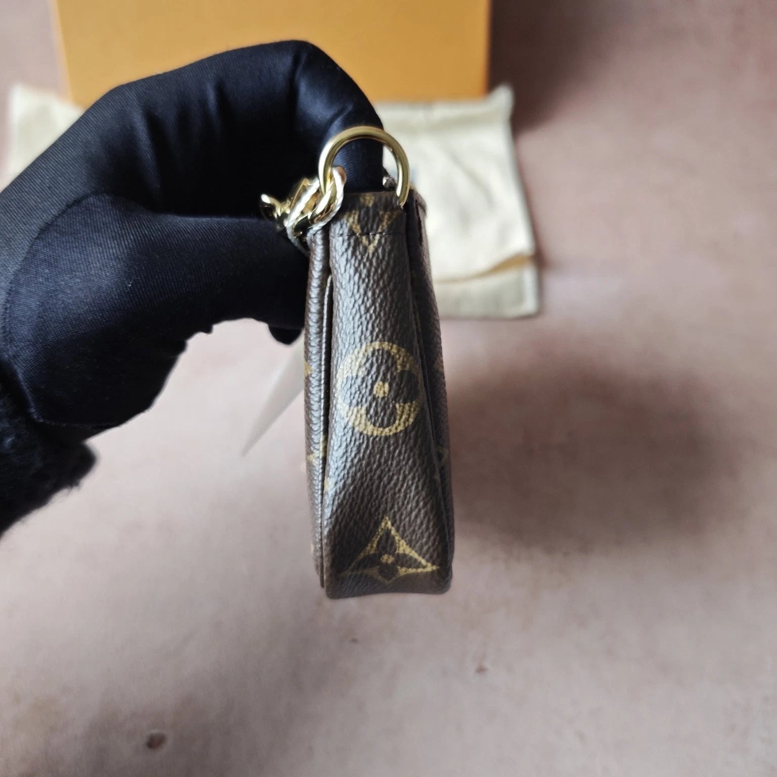 Louis Vuitton Canvas Monogram Mini Chain Clutch Shoulder Bag For Women