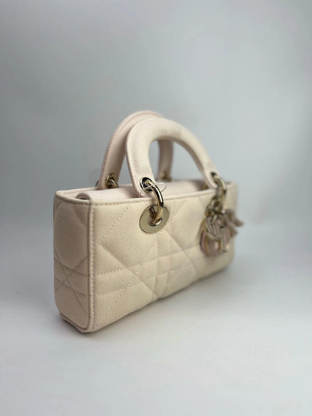 Dior Lady Dior Denim Pink Top Handle Excellent