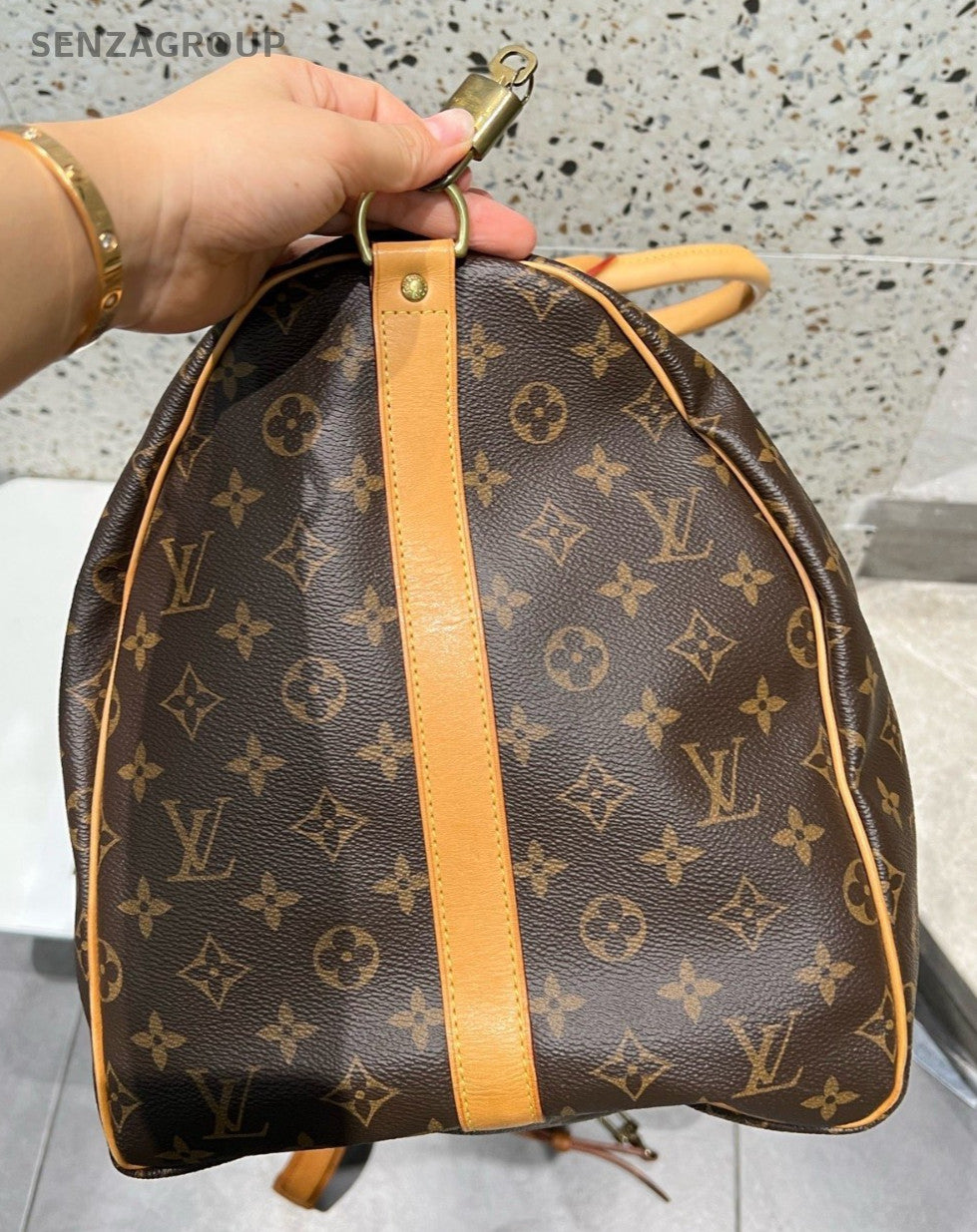 Louis Vuitton Keepall Monogram Macassar Top Handle Bag Crossbody Unisex Adults