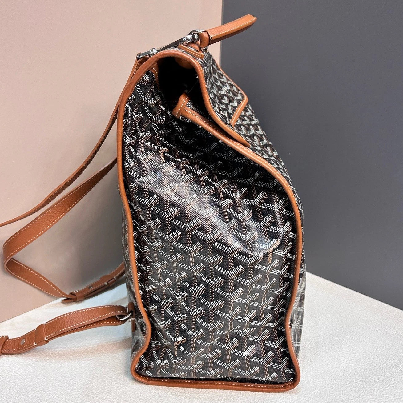 Excellent Goyard Saint Leger Monogram Canvas Backpack Black Silver Hardware