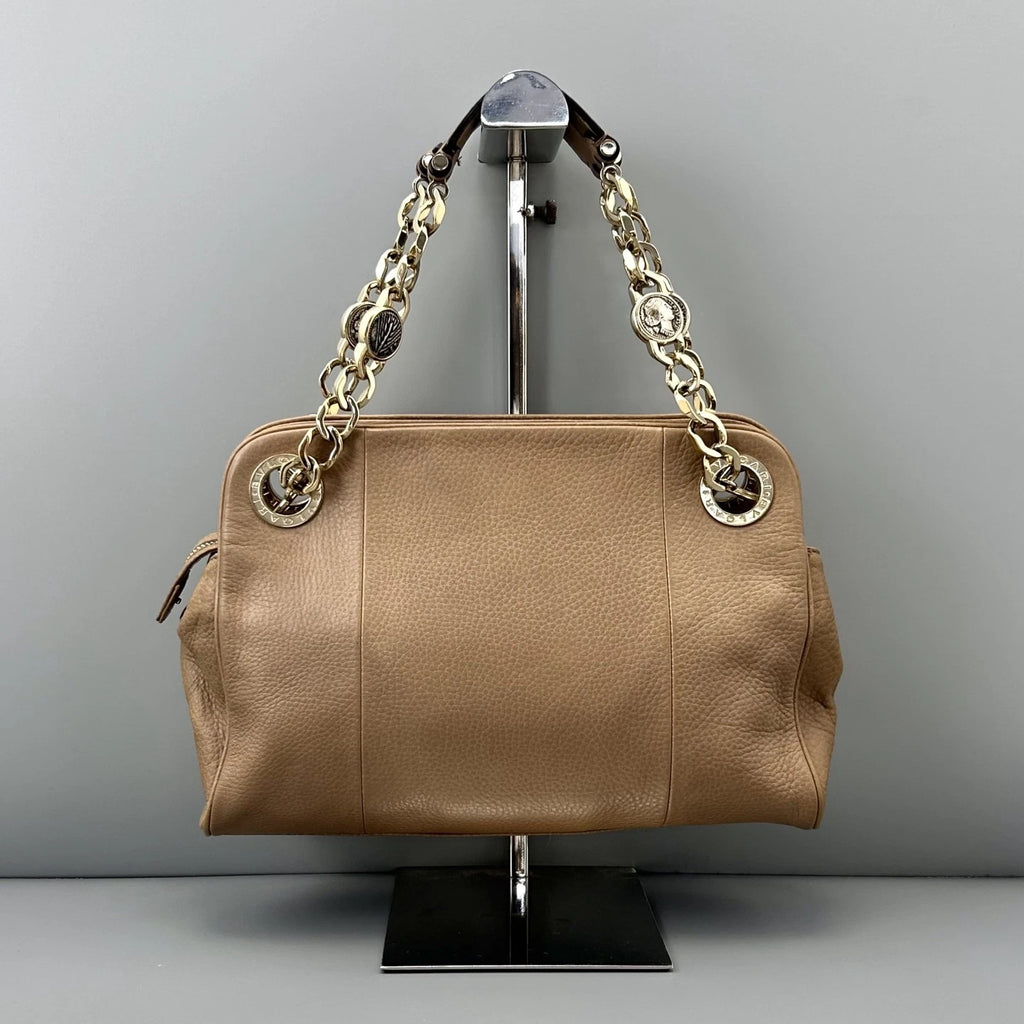 Bvlgari Coin Chain Bag Top Handle Crossbody Bag BROWN Gold Women