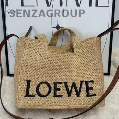 Loewe Woven Leather Shoulder Crossbody Bag Beige Brown Women Classic